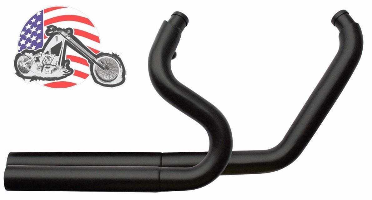 Ultima, Stepped Black Exhaust Drag Pipes Header Heat Shields Baffles Harley Softail