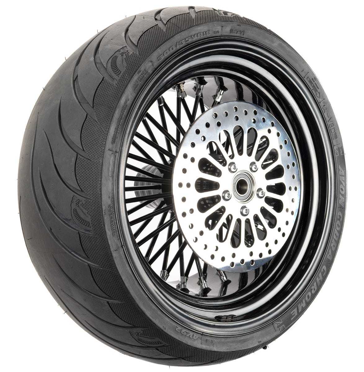 Ultima, Ultima 18 X 8.5 Black Out 48 Fat King Spoke Rear Wheel Rim BW Package 250 Tire