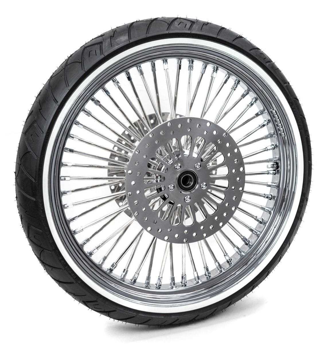 Ultima, Ultima 48 King Spoke Fat 23 3.5 Front Wheel Rim WW Tire Package Chrome Dual Disc