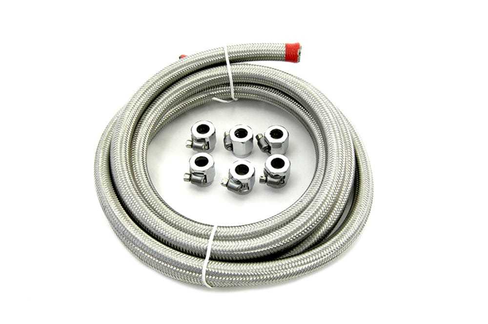 V-Twin Manufacturing, V-Twin 10'X3/8" Stainless Steel Braided Oil/Fuel Line Kit Harley Chopper Bobber