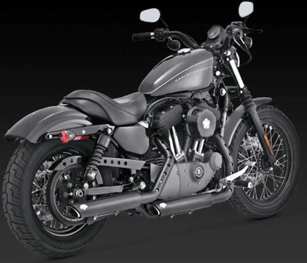 Vance & Hines, Vance & Hines Black Twin Slash Slip-On Mufflers Exhaust Harley Sportster Iron 48