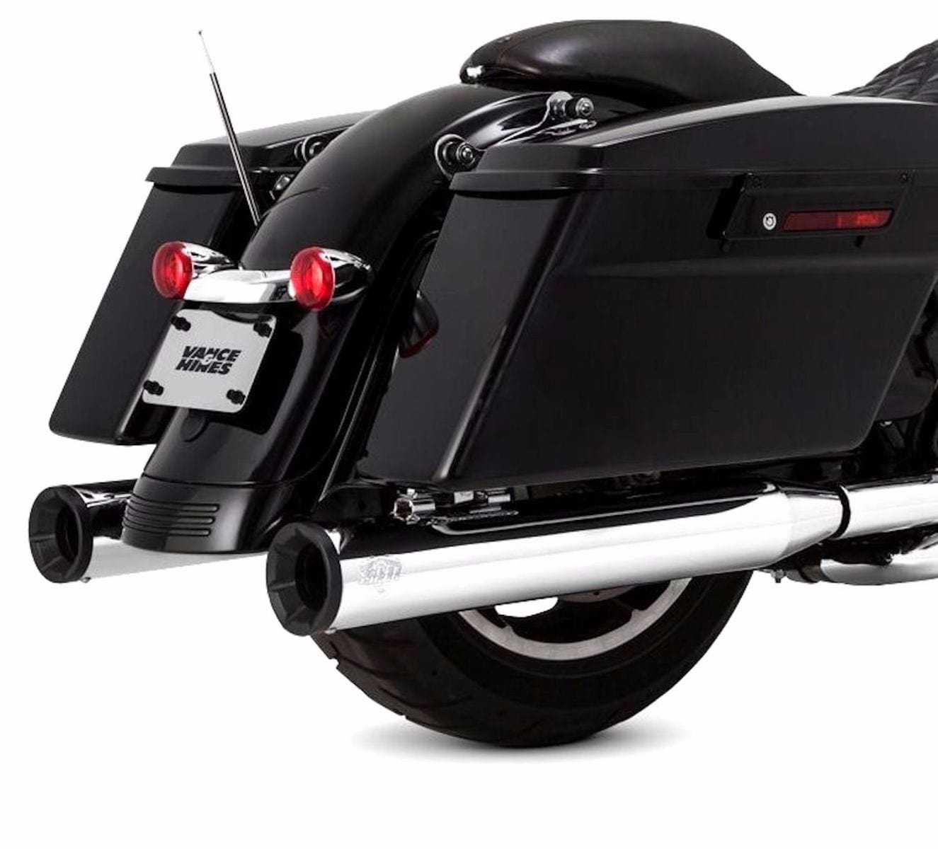 Vance & Hines, Vance Hines Chrome Black Tips Eliminator 400 4" Slip On Mufflers Harley Touring